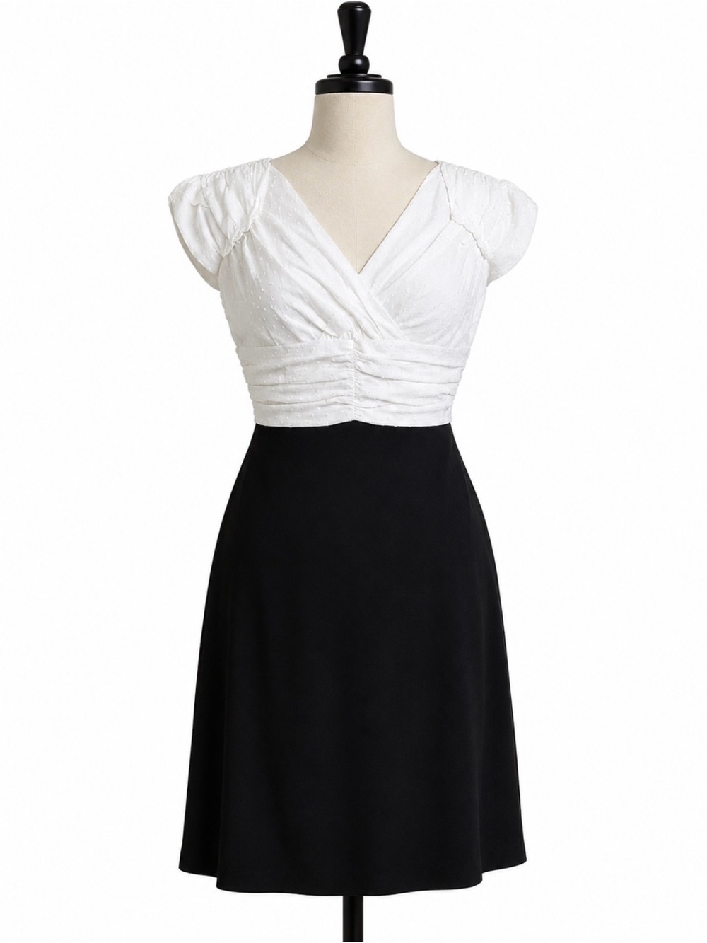 Vintage Y2K Rampage Bow Back Pencil Sheath Dress Swiss Dot Black White S